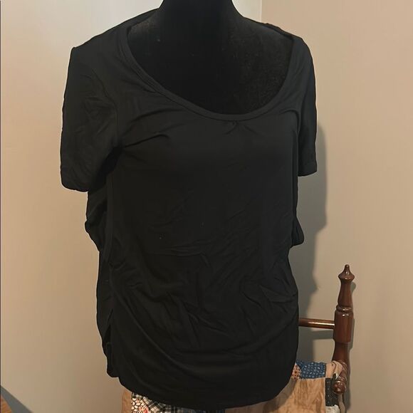 NWT BAMBOO Classic Black Short Sleeve Top  C - Picture 1 of 4